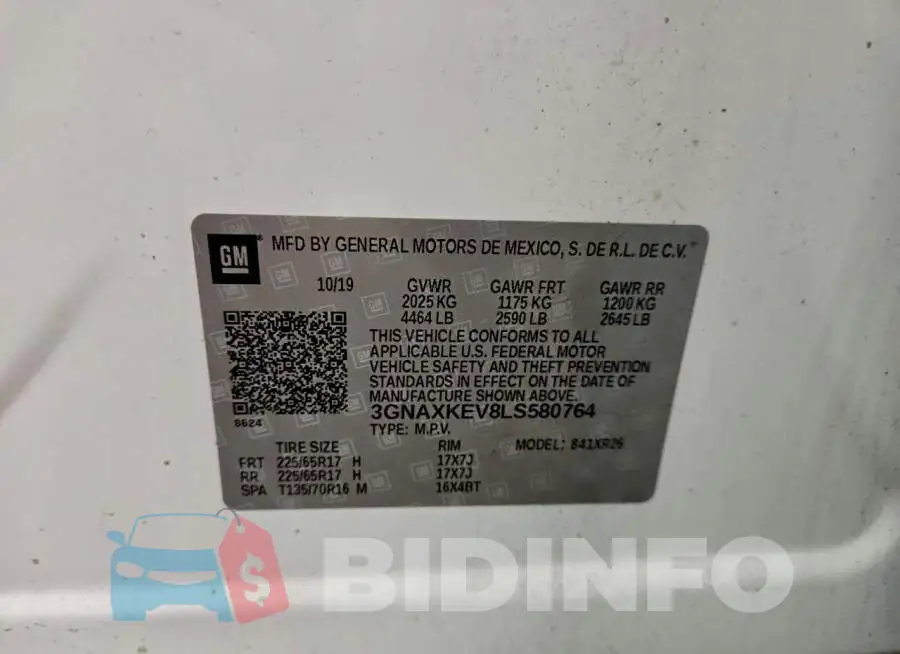 3GNAXKEV8LS580764 Photo# 13