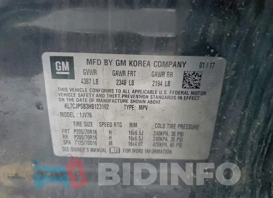 KL7CJPSB3HB123192 Photo# 13
