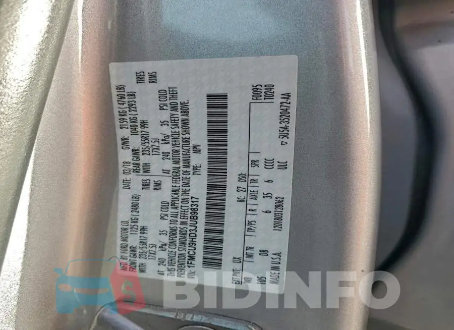 1FMCU9HD3JUB98317 Photo# 14