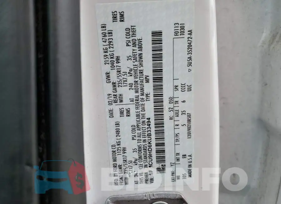 1FMCU9HD6KUB33494 Photo# 13