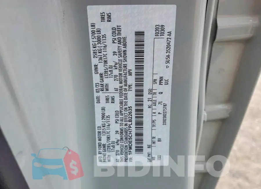 1FMDE5CH7PLB22635 Photo# 14
