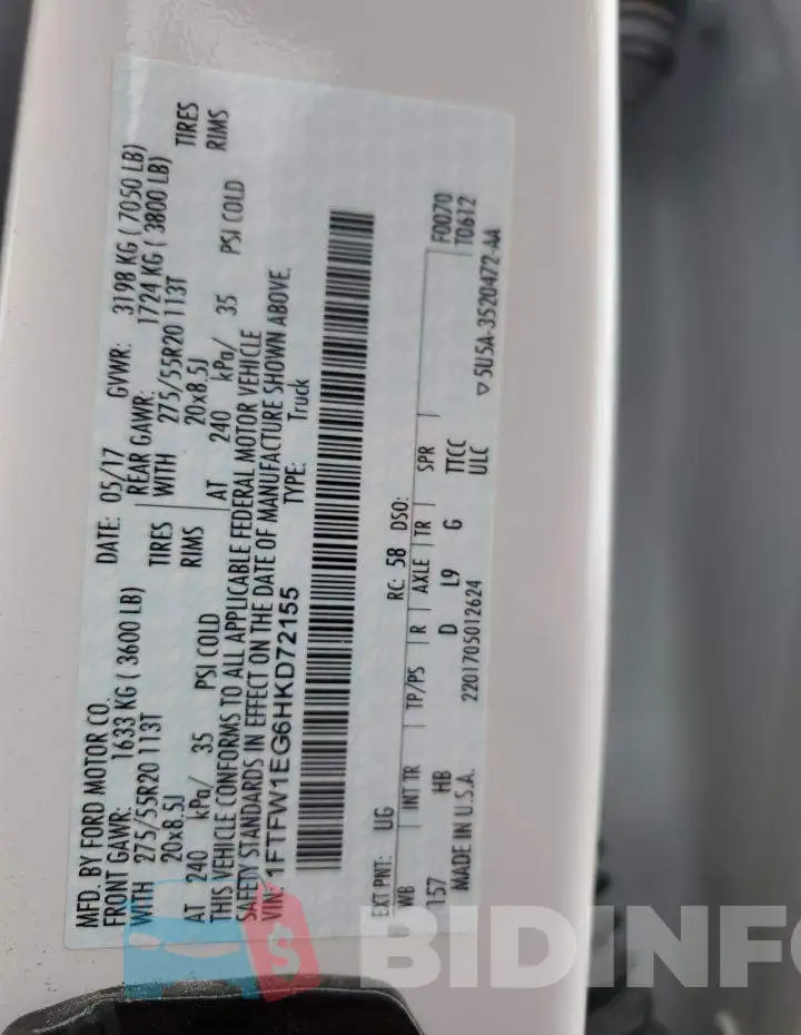 1FTFW1EG6HKD72155 Photo# 13