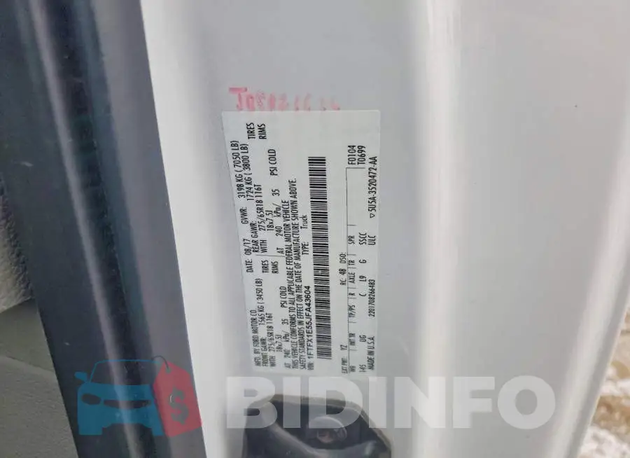 1FTFX1E55JFA43604 Photo# 12