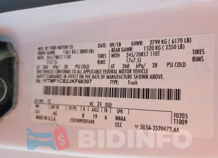 1FTMF1CB2JKF68307 Photo# 12