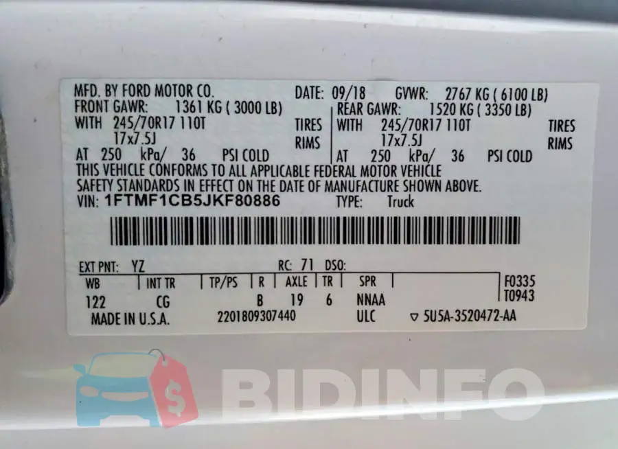 1FTMF1CB5JKF80886 Photo# 12