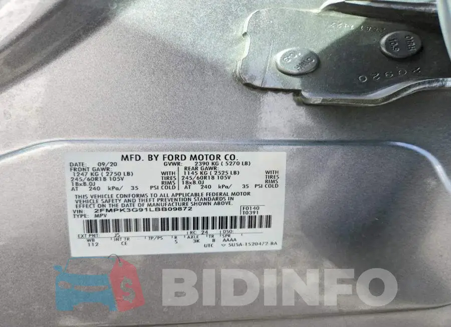 2FMPK3G91LBB09872 Photo# 13