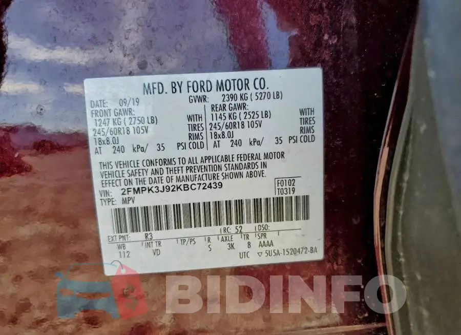 2FMPK3J92KBC72439 Photo# 14