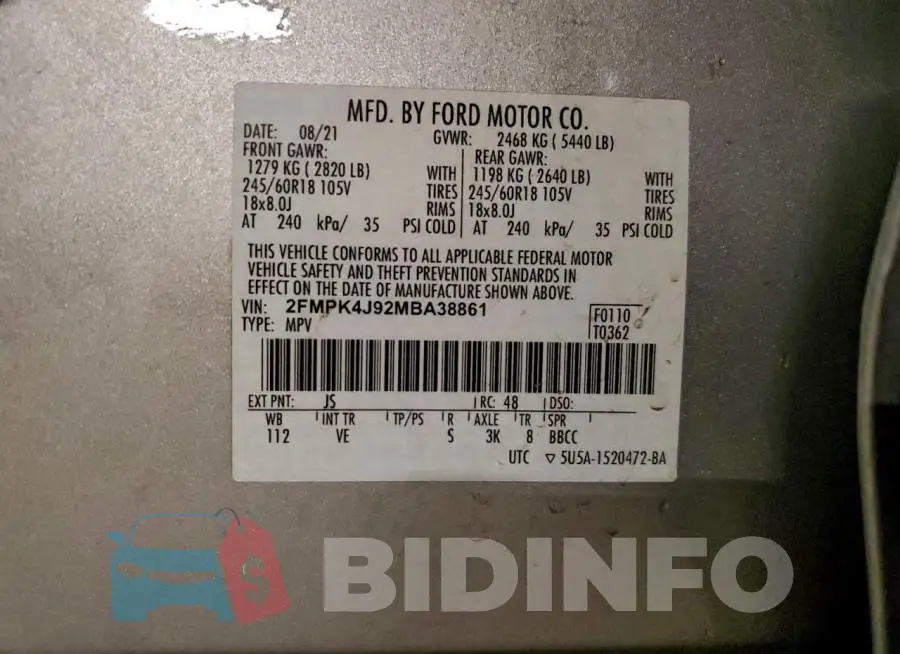 2FMPK4J92MBA38861 Photo# 13