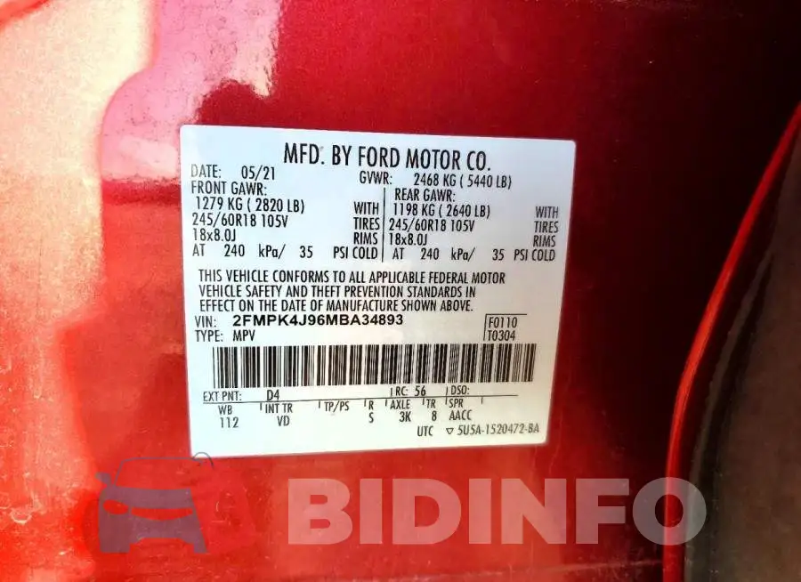 2FMPK4J96MBA34893 Photo# 14