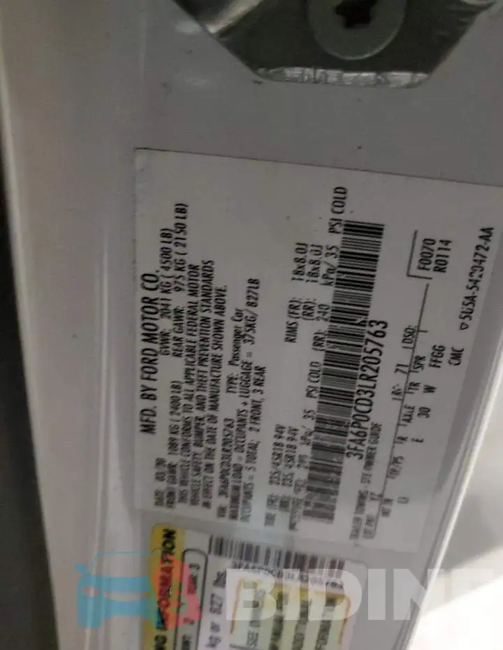 3FA6P0CD3LR205763 Photo# 12