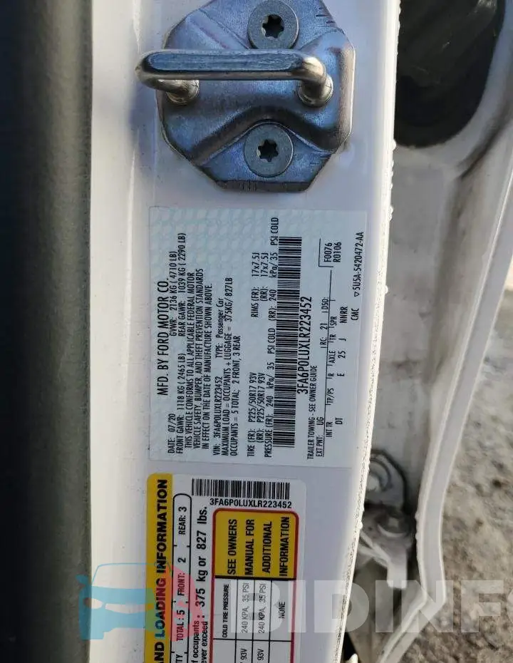 3FA6P0LUXLR223452 Photo# 12