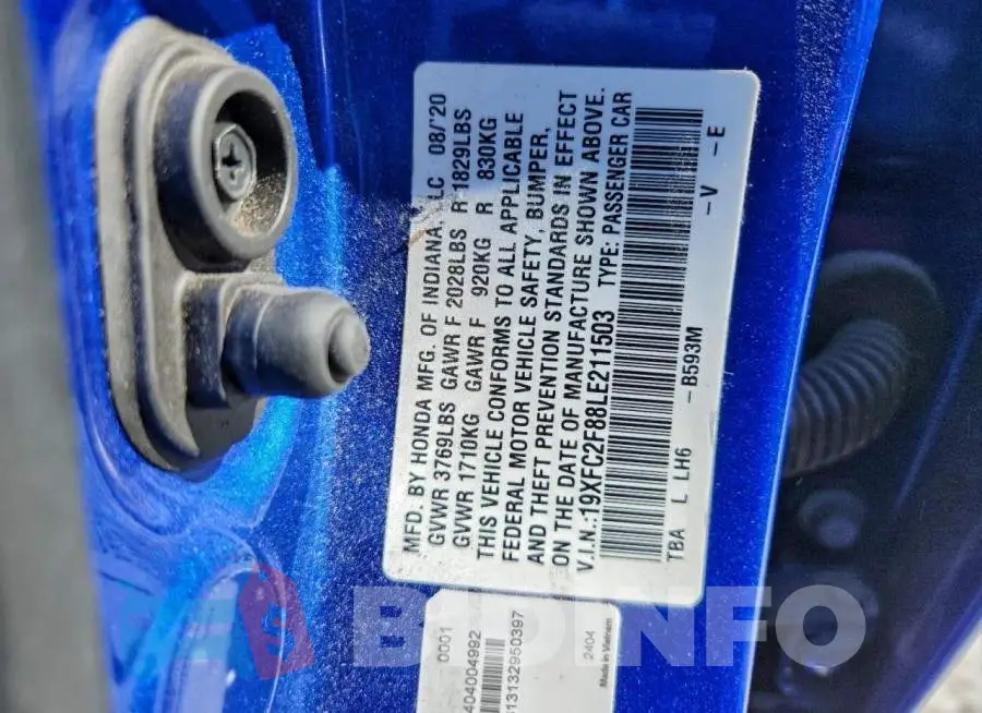 19XFC2F88LE211503 Photo# 11