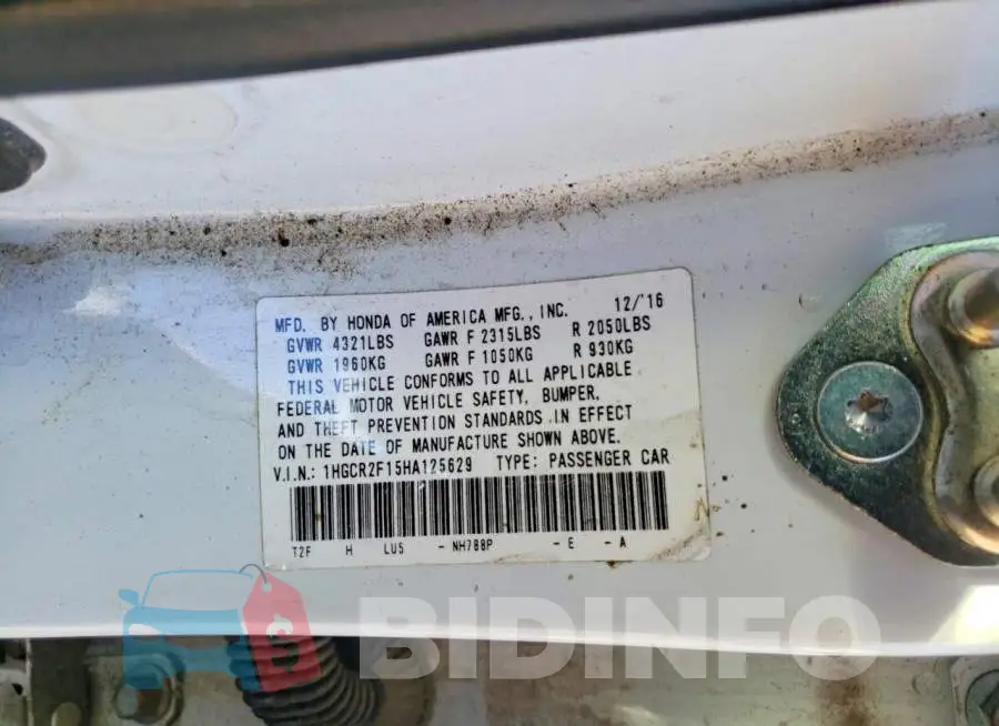 1HGCR2F15HA125629 Photo# 12