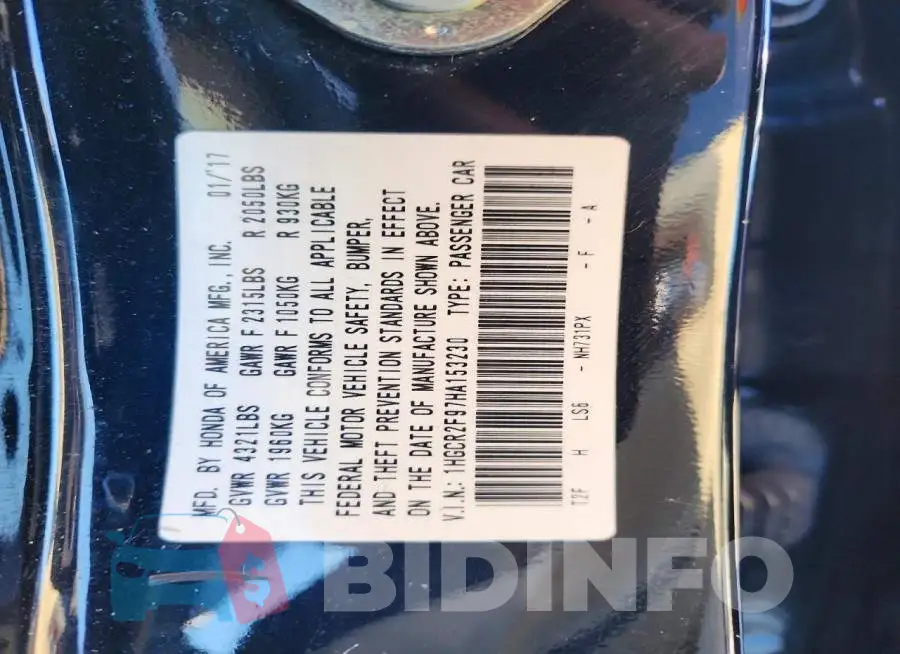 1HGCR2F97HA153230 Photo# 12