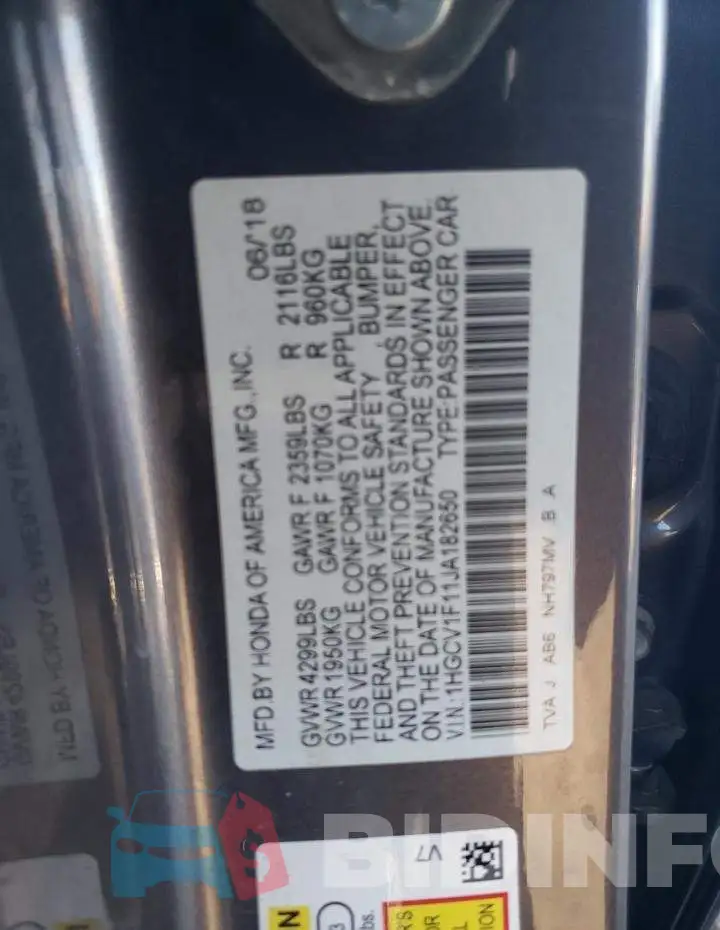 1HGCV1F11JA182650 Photo# 12