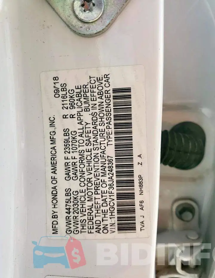 1HGCV1F36JA248367 Photo# 12