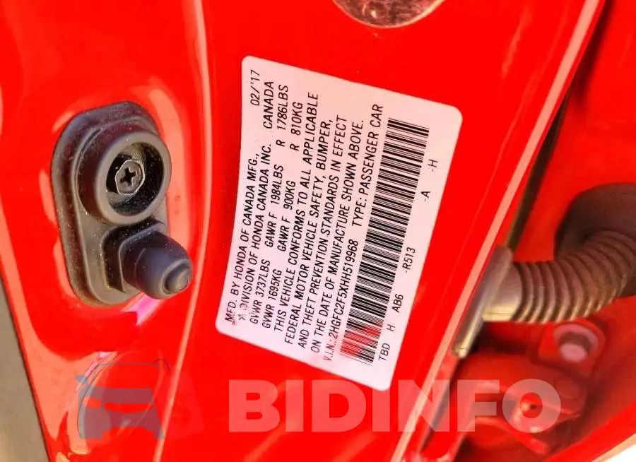 2HGFC2F5XHH519968 Photo# 12