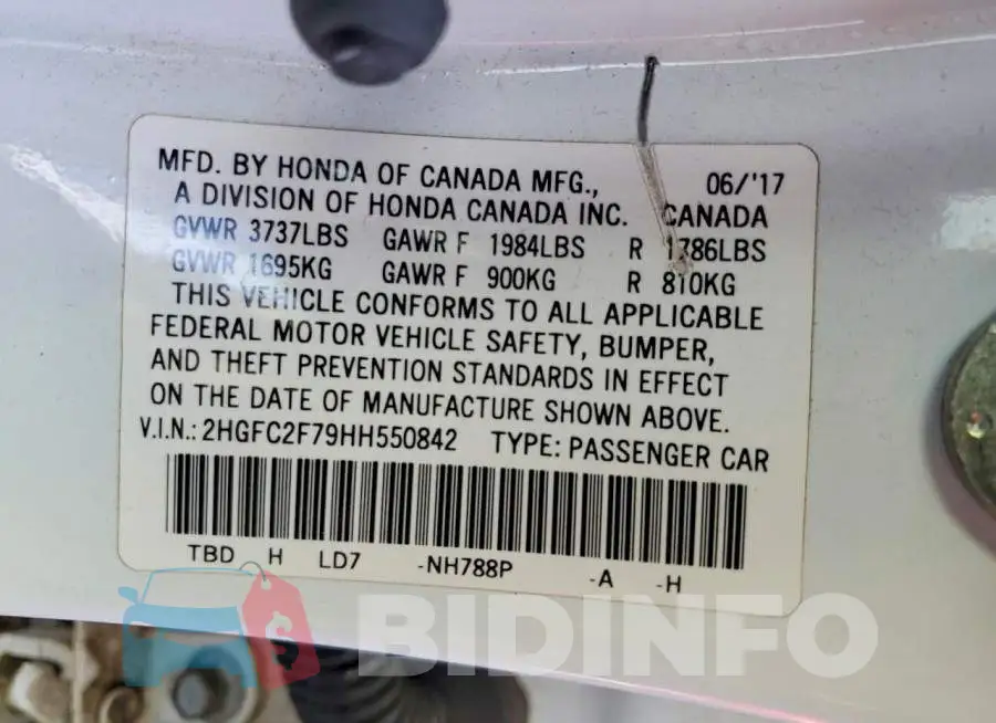 2HGFC2F79HH550842 Photo# 12