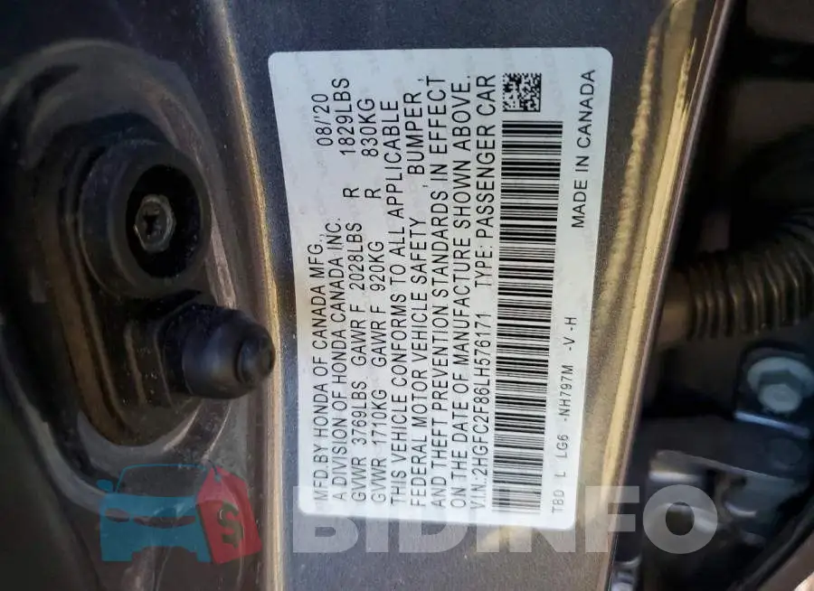 2HGFC2F86LH576171 Photo# 12