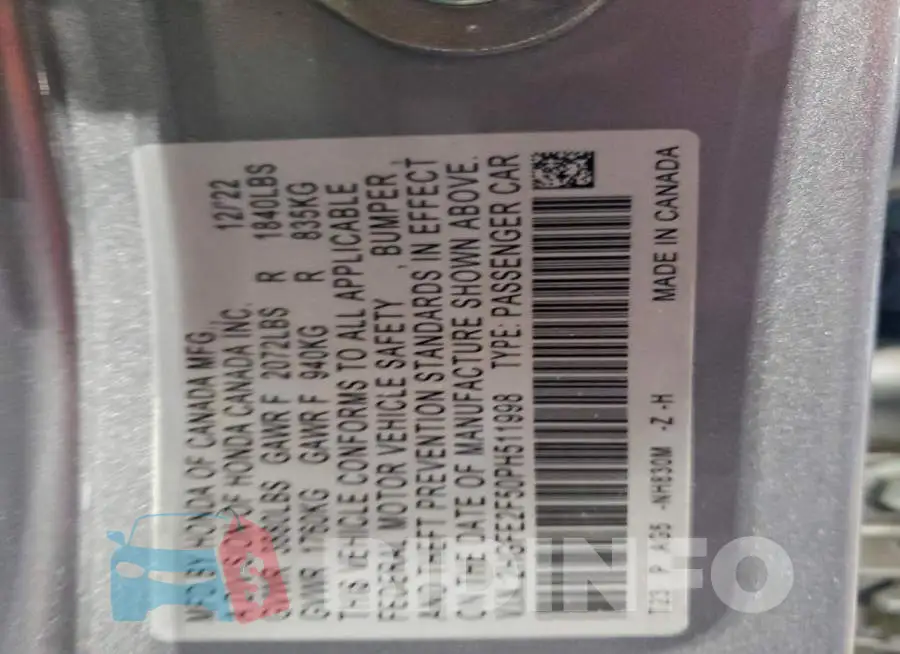 2HGFE2F50PH511998 Photo# 12