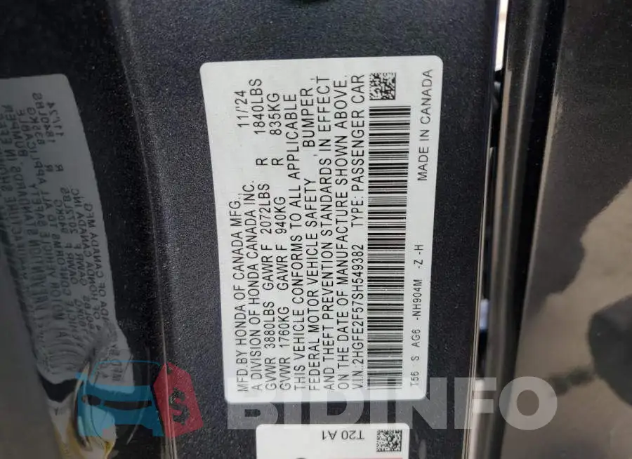 2HGFE2F57SH549382 Photo# 12