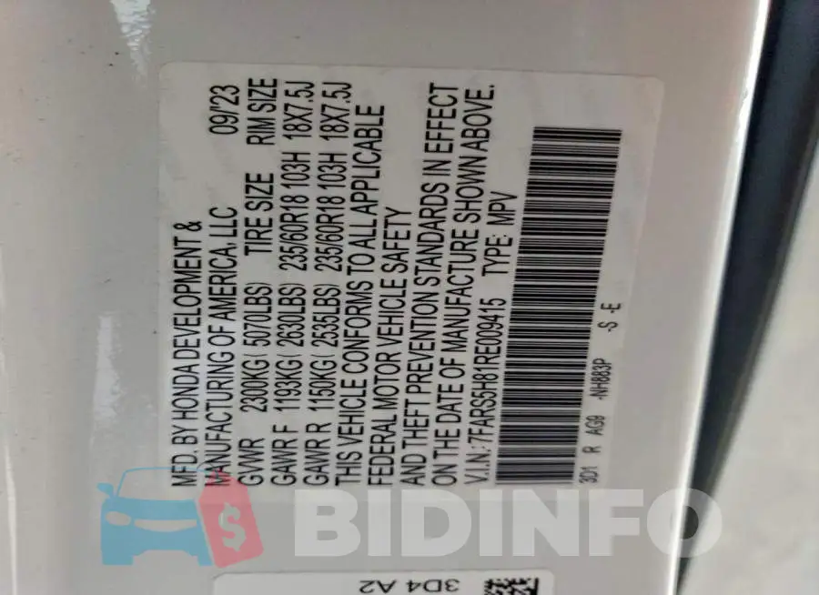 7FARS5H81RE009415 Photo# 13