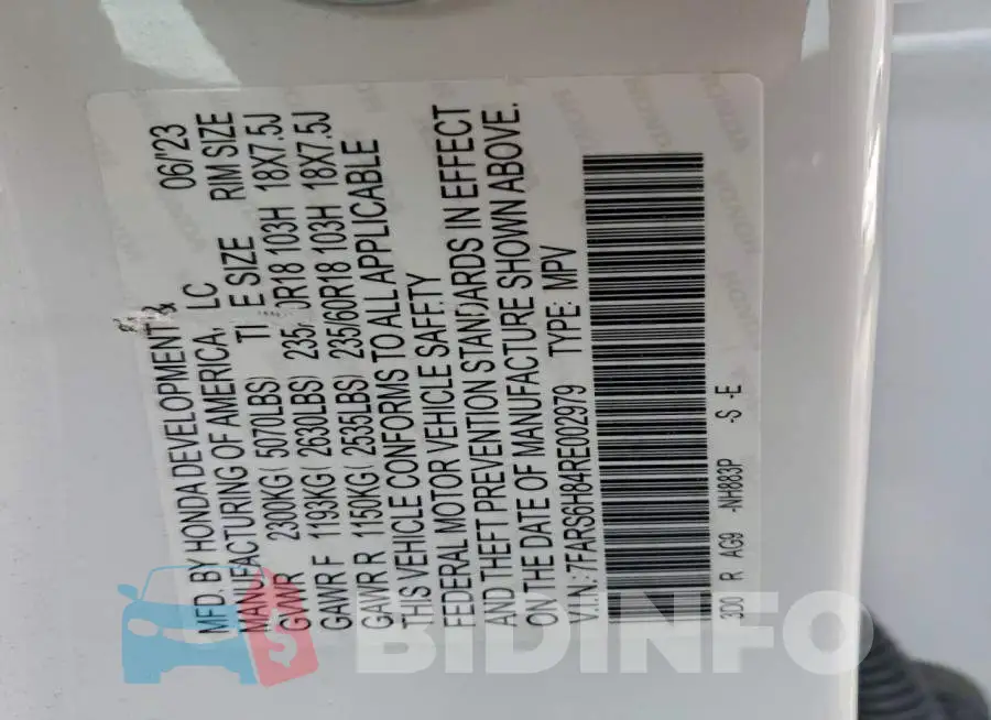 7FARS6H84RE002979 Photo# 13