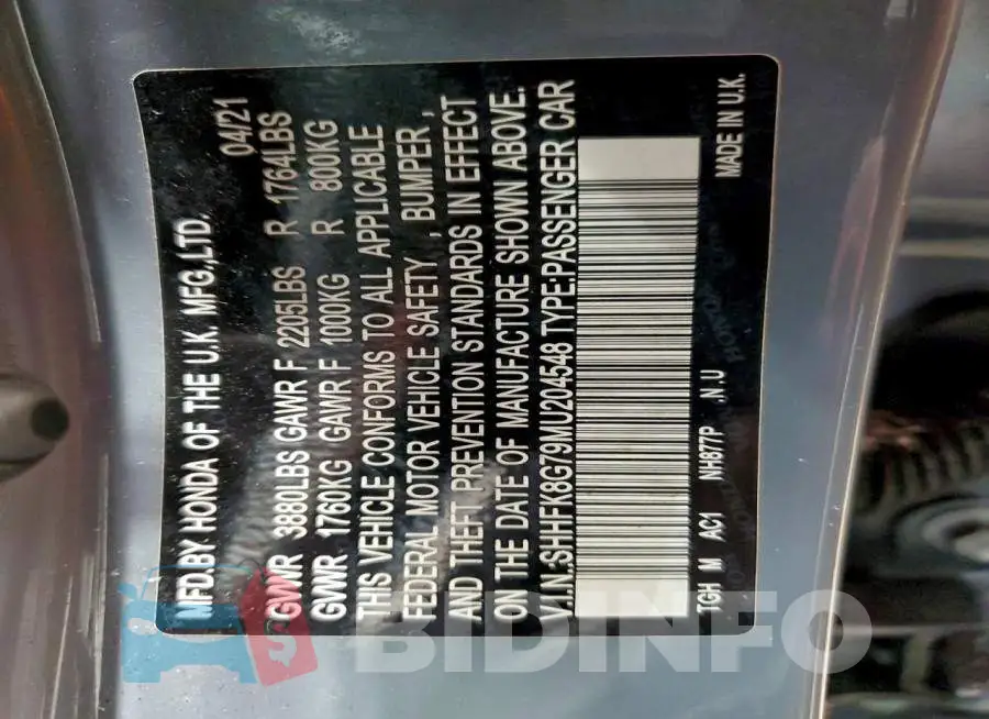 SHHFK8G79MU204548 Photo# 12