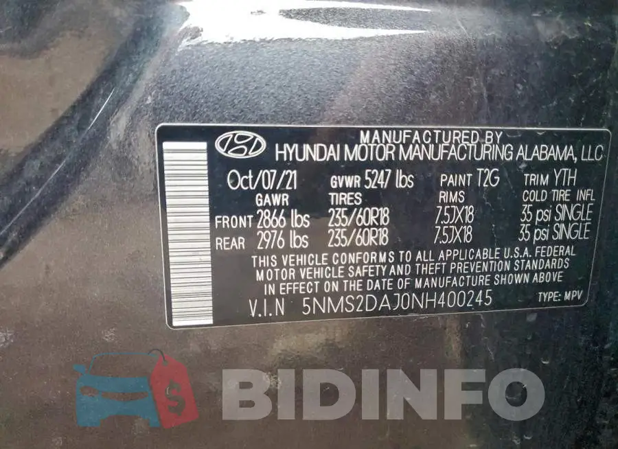 5NMS2DAJ0NH400245 Photo# 12