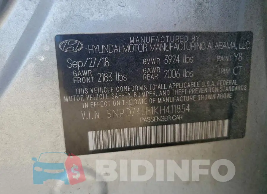 5NPD74LF1KH411854 Photo# 13