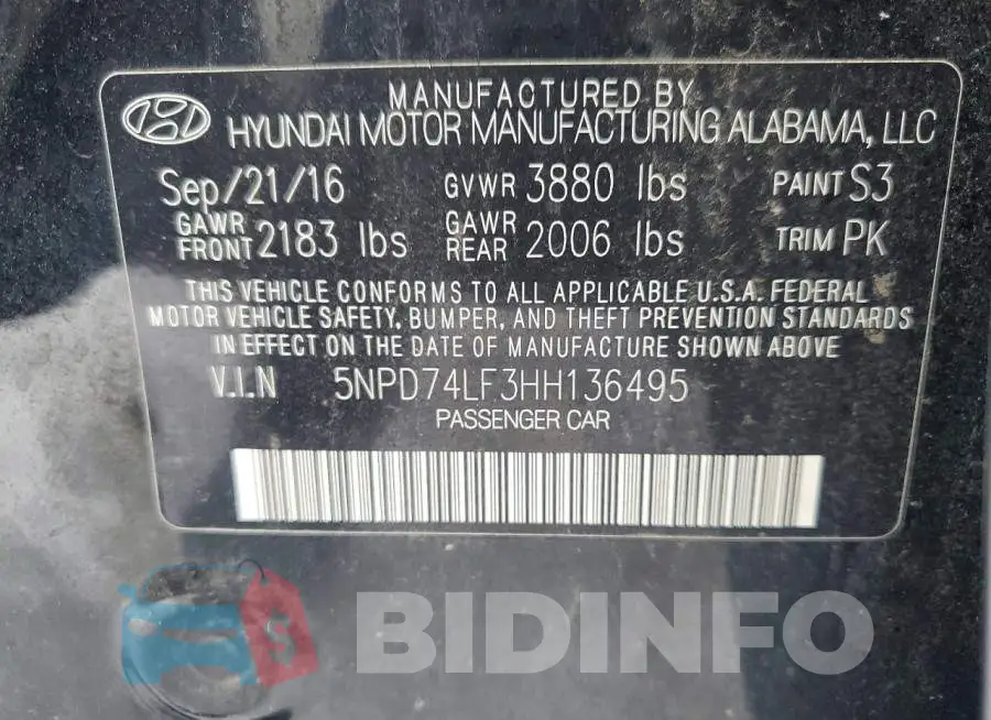 5NPD74LF3HH136495 Photo# 12