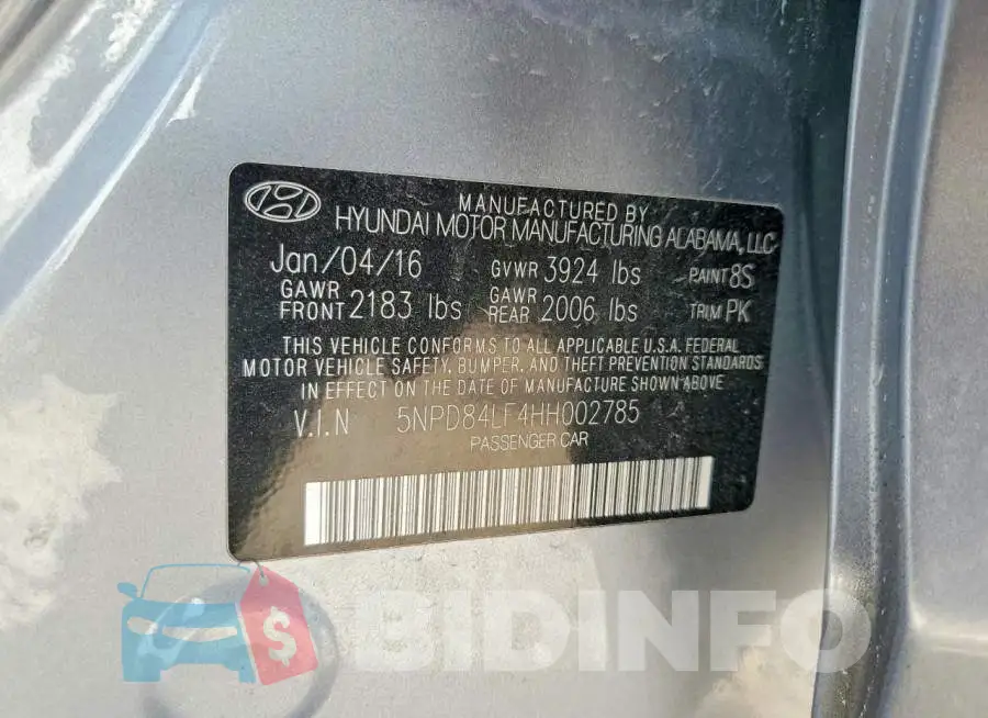 5NPD84LF4HH002785 Photo# 12