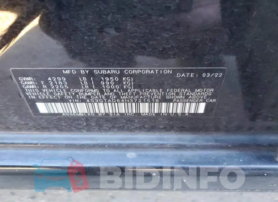 4S3GTAD64N3721518 Photo# 13