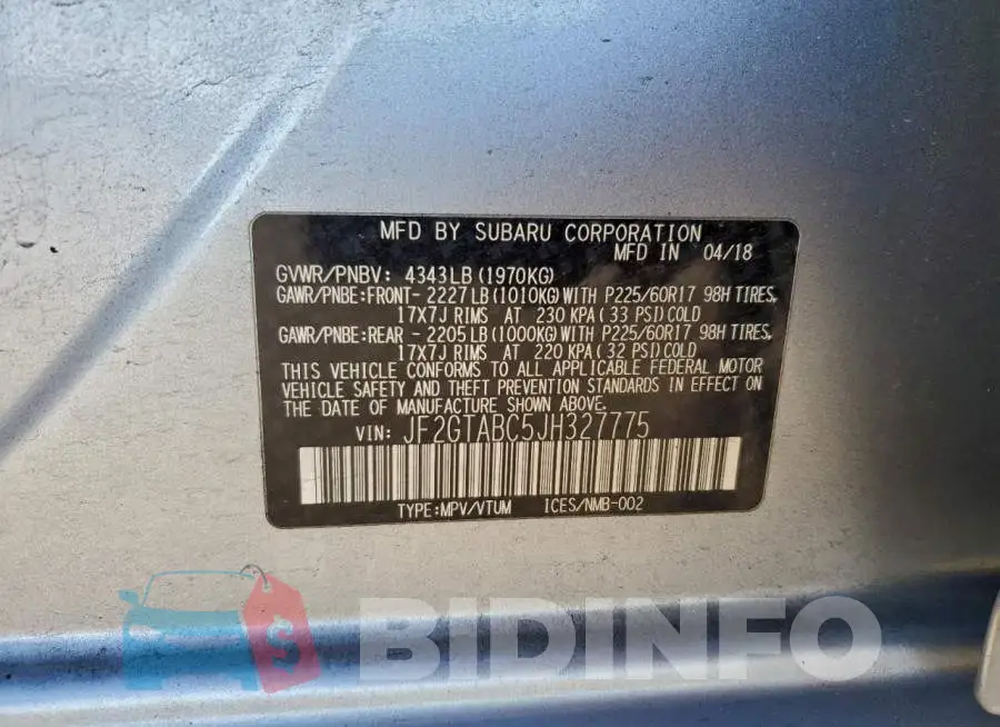 JF2GTABC5JH327775 Photo# 13