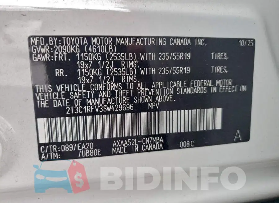 2T3C1RFV3SW429696 Photo# 13