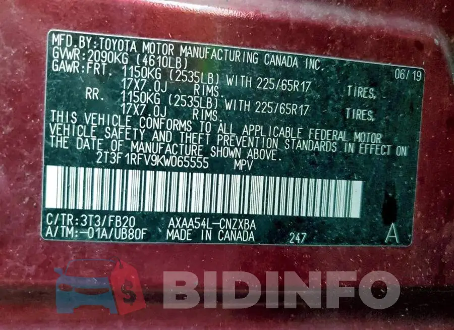 2T3F1RFV9KW065555 Photo# 14