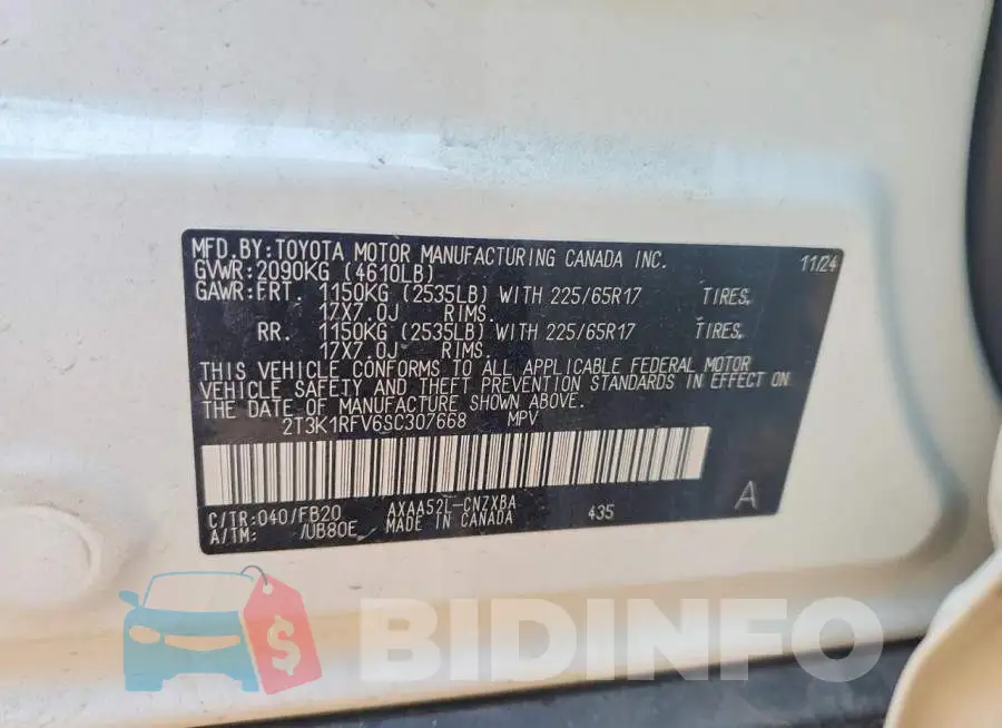 2T3K1RFV6SC307668 Photo# 13