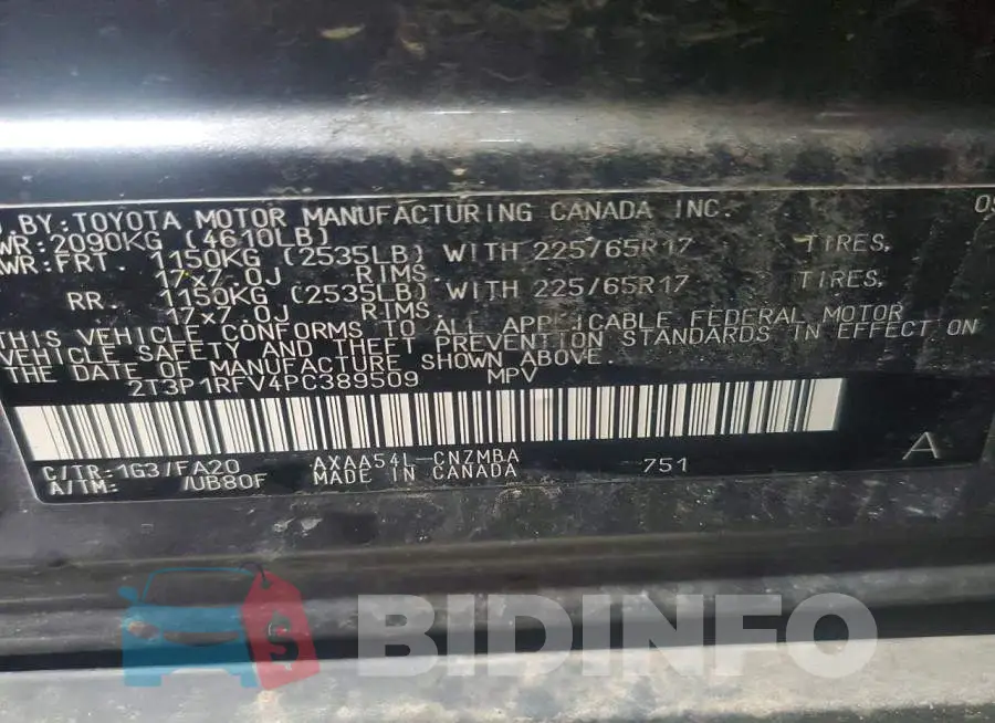 2T3P1RFV4PC389509 Photo# 13