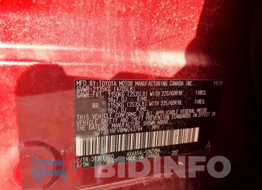 2T3S1RFV8MW243764 Photo# 12