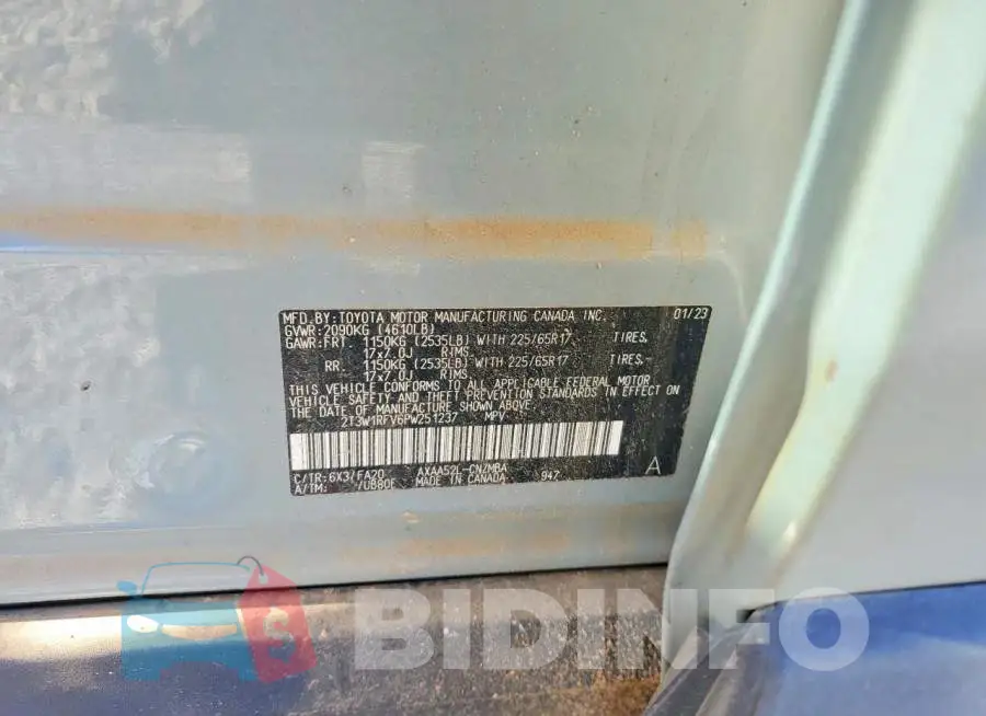 2T3W1RFV6PW251237 Photo# 13