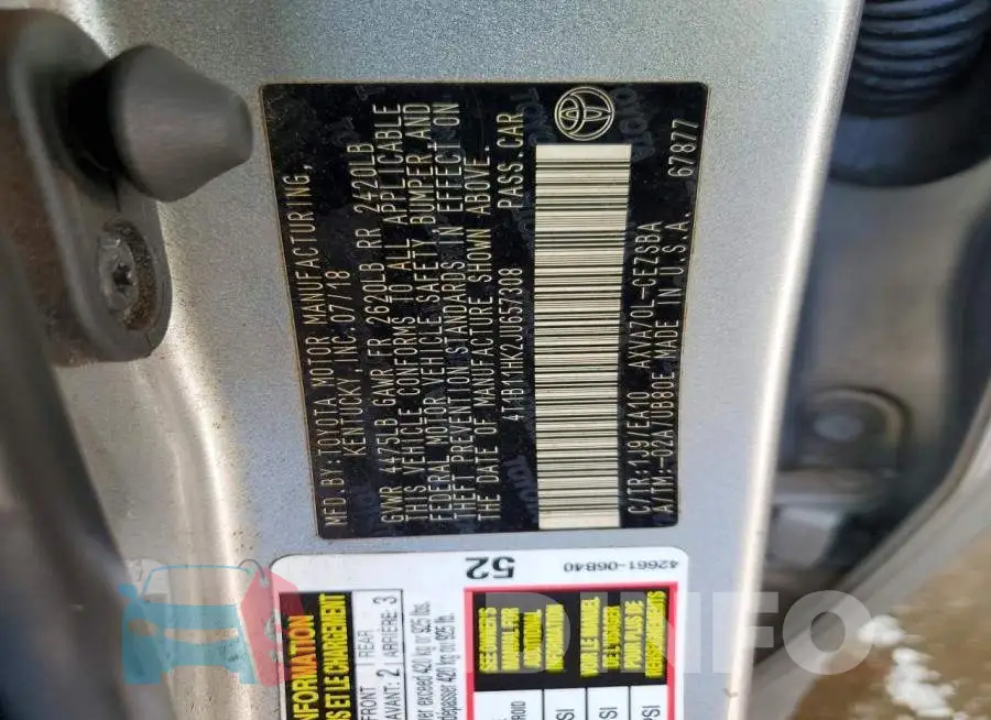 4T1B11HK2JU657308 Photo# 12