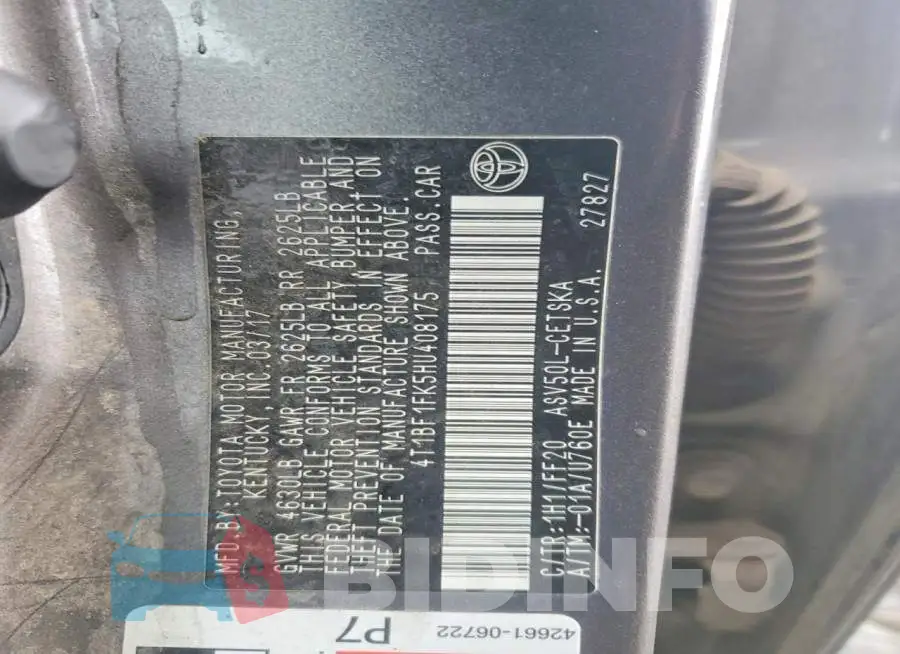 4T1BF1FK5HU408175 Photo# 12