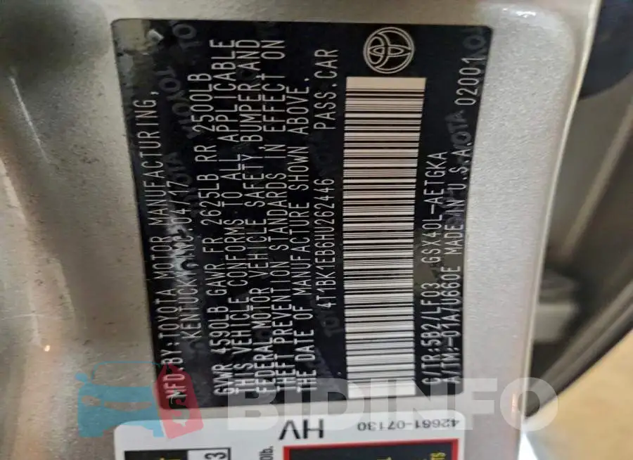 4T1BK1EB6HU262446 Photo# 13