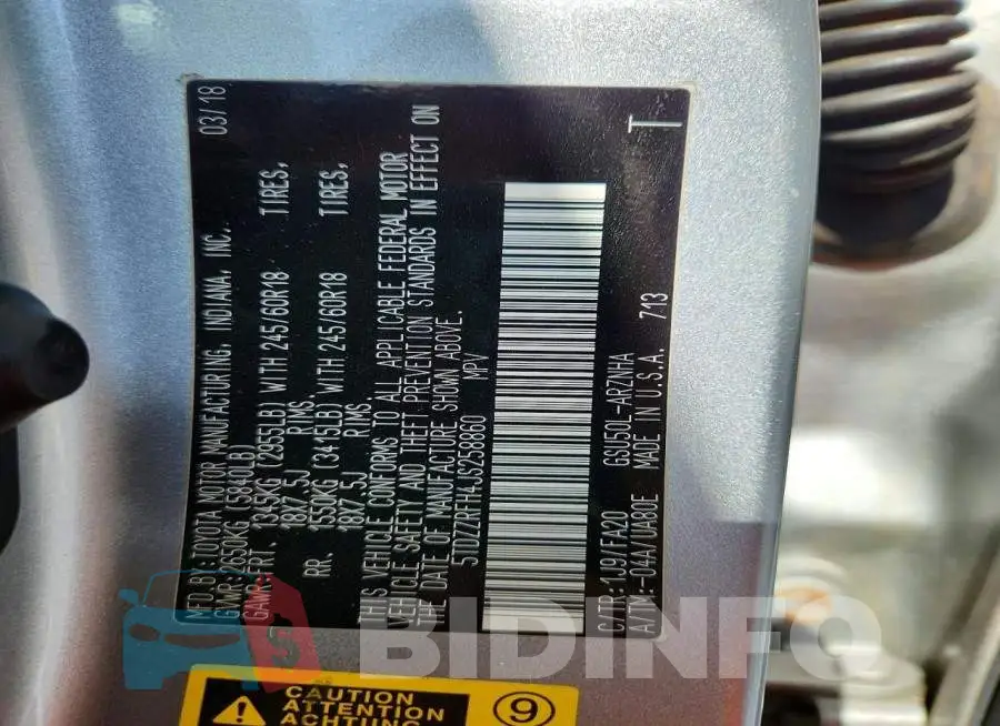 5TDZZRFH4JS258860 Photo# 14