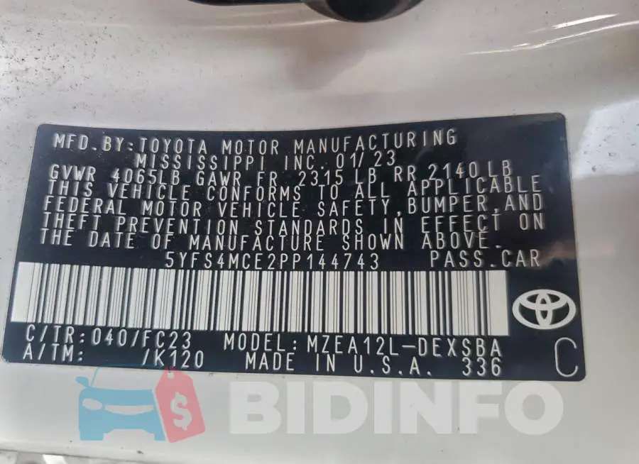 5YFS4MCE2PP144743 Photo# 13