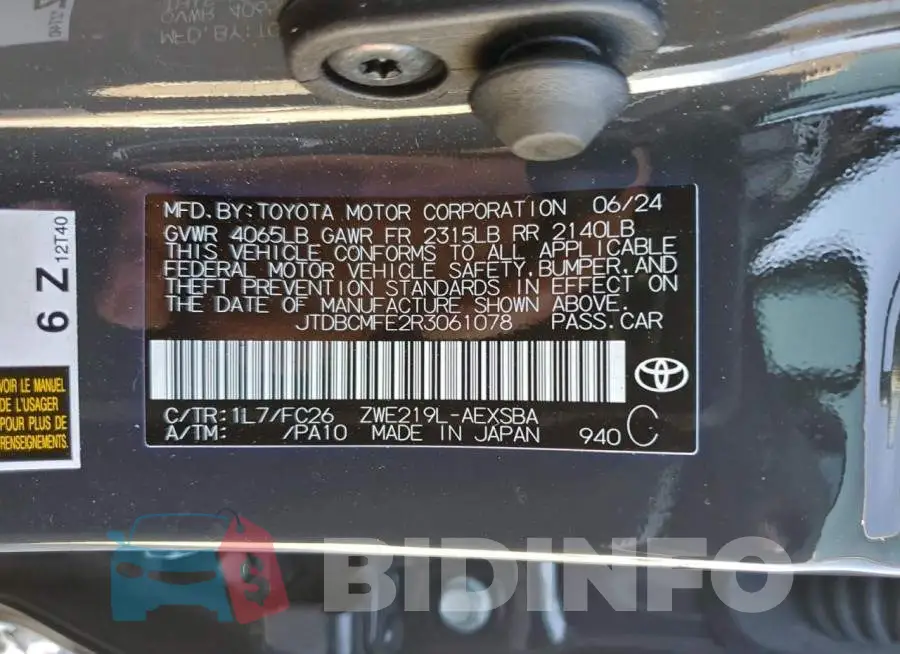 JTDBCMFE2R3061078 Photo# 13