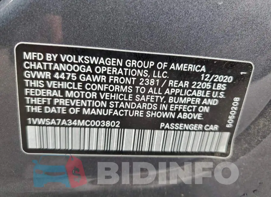 1VWSA7A34MC003802 Photo# 12