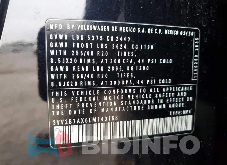 3VV2B7AX6LM140158 Photo# 13