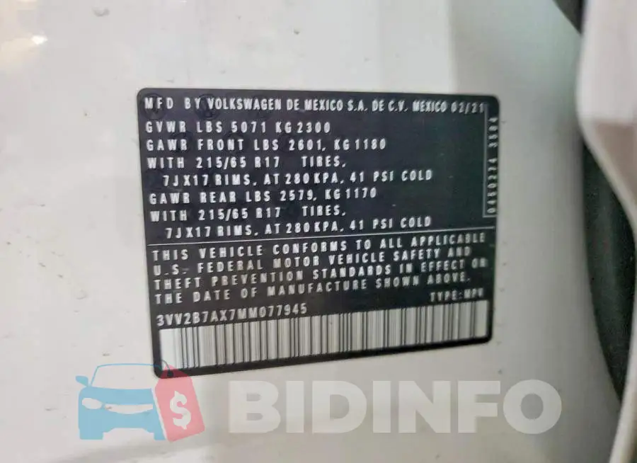 3VV2B7AX7MM077945 Photo# 12
