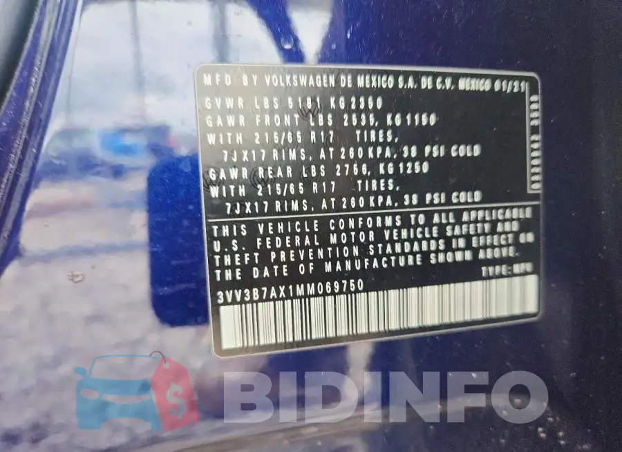 3VV3B7AX1MM069750 Photo# 13